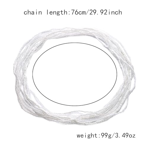Boho Waist Beads Chains Set Colorful Summer African Belly Chain Elastic Waist Beads for Weight Loss Body Chains Bikini Beads Jewelry for Women - color: Blue 5pcs
