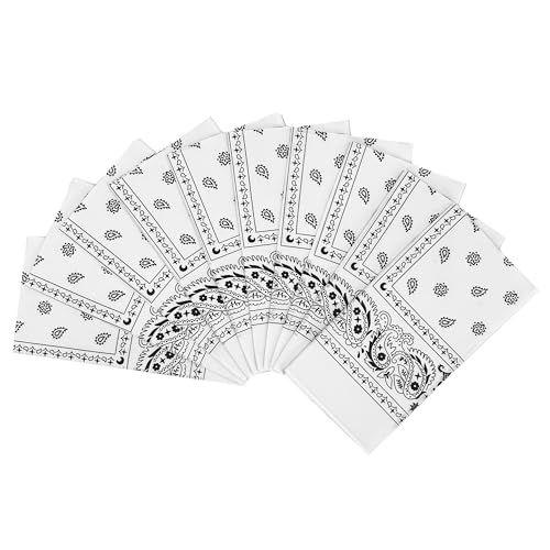 Vamqor 100% Cotton 10 Pack Fine Bandanas - color: White