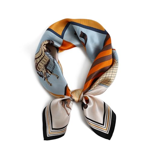 STARWHISPER 100% Pure Mulberry Silk Square Scarf-27''x27 Lightweight Hair Scarves Headscarf Night Sleeping with Gift Packed - color: Checkered Pony
