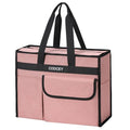 Large Utility Tote Bag with Reinforced Bottom, Waterproof Multi Pockets Beach Tote Bag for Travel, Work, School - color: Pink