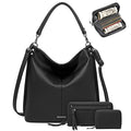 lapsting Hobo Bags for Women Handbags Purse Ladies Boho Shoulder Bag Crossbody Purses Faux Leather - color: H - 17.3inch Black - Black Metal