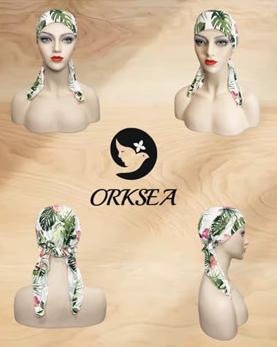 Chemo Headwear for Women Pre-Tied Head Scarf Headwraps Soft Turbans Cancer Hats Chemo Beanie Coverings Scarves - color: Beige Leaves