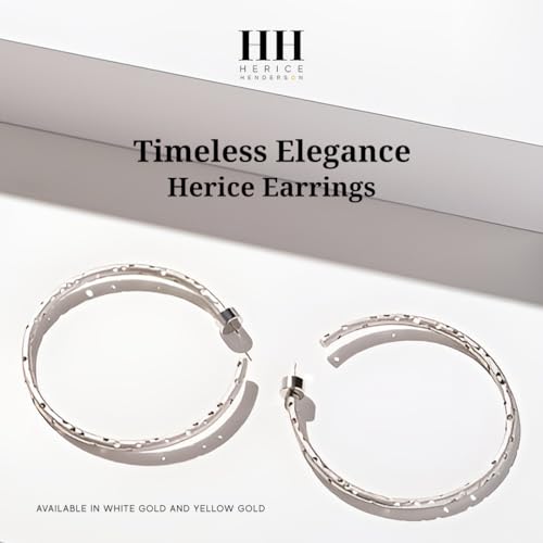 Hoop Earrings – 63.5mm Diameter, Gold Plated Brass with Matte Finish & Signature Hole Pattern, Lightweight Statement Hoops with Secure Friction Disc Backs - color: White Gold, size: Large