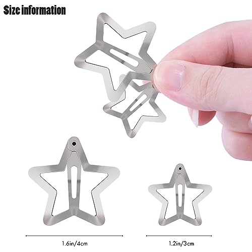 Star Hair Clips 2000s Y2K Snap Hair Barrettes Non Slip Star Hair Accessories Silver Metal Hair Clips for Girls Women -20 PCS 1.18", 1.57" - color: 20 P - 1.18" 1.57"-silver