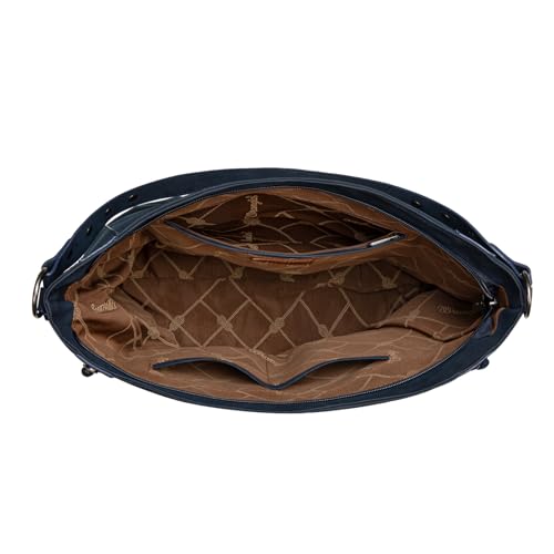 Wrangler Large Hobo Purses and Handbags for Women with Buckle and Fringe Zipper Faux Suede Shoulder Bag - color: Navy