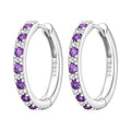 Earrings for Women 925 Sterling Silver Hoop Earring Colorful Cute Fashion Hoop Earrings Graduation Birthday Jewelry Gifts for Women - color: Purple Interspersed Stone Earrings