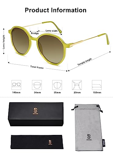 SOJOS Trendy Designer Hexagon Round Sunglasses for Women Fashion Big Shades Geometric Women Sunglasses SJ2181 - color: Green