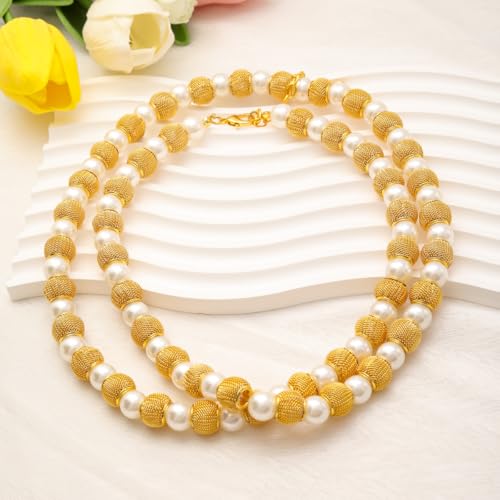 Gold Necklaces for Women Chunky Gold Silver Choker Necklace Statement Egyptian Jewelry for Women Men Gold Costume Jewelry Sets Accessories Gift - color: Chunky pearl choker 1