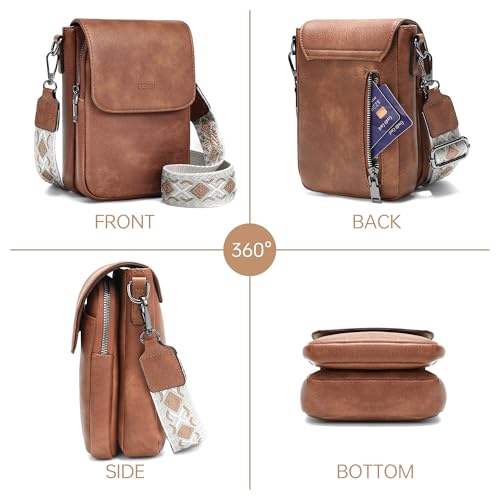 GEMIU Small Crossbody Bags for Women Cell Phone Purse Crossbody Wallet Purses with Card Slots - color: Brown