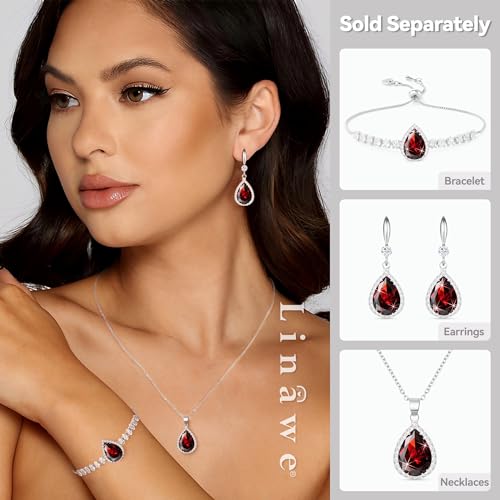 Linawe Crystal Imitation Diamond Rhinestone Charm Bracelets for Women, Gold/Silver/Rose Gold Adjustable Chain Bracelet, Teardrop Birthstone Cubic Zirconia Prom Costume Wedding Jewelry - color: Silver,Jan