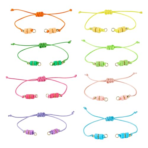 Adjustable Slider Bracelets Colorful Half Finished Bracelets Adjustable Beaded Bracelets DIY Friendship Bracelets for Women Jewelry Making Gifts Supplies - color: Rainbow Colors