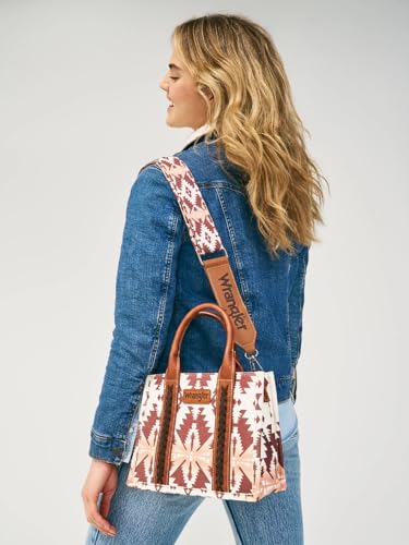 Wrangler Aztec Tote Bag for Women Boho Shoulder Purses and Handbags - color: Angel Diamond Camel (Guitar Strap)