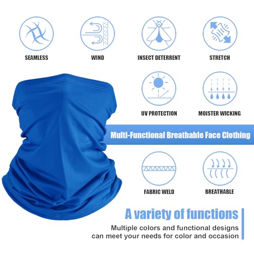 Geyoga 6 Pieces Summer UV Protection Cooling Neck Gaiter Face Clothing Neck Gaiter Mask Scarf Sunscreen Breathable Bandana - color: Bright Colors