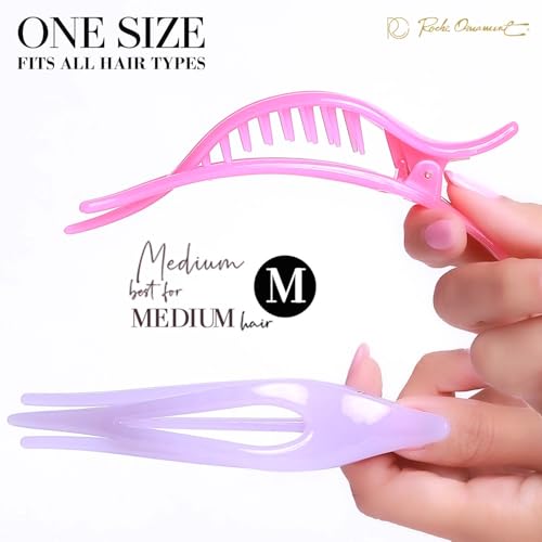 RC ROCHE 6 Pcs Flat French Claw Hair Clips For Women Thick Curly Hair Barrettes Duckbill Concord Side Slide Extra Hold Curved Eyelet Strong Hold Grip, Medium Jelly Candy Multicolor - color: Jelly
