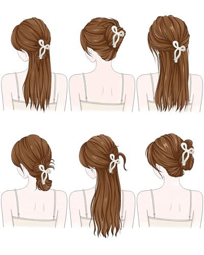 Mesovor 4 Pack Elegant Bow Hair Claw Clips, Nonslip 4.3" Large Hair Grip Hairclips for Thin and Thick | Acrylic Hair Strong Hold Hair Jaw Clamps (Neutral) - color: Neutral