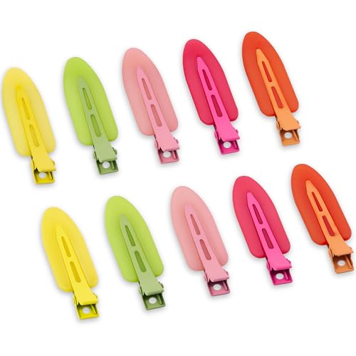 10 Pcs Creaseless No Crease No Bend Flat Hair Clips For Styling Non Slip Makeup Clips For Women Salon Hairstyle,Matte Green Pink Orange Yellow Rose Red - color: Matte Green Pink Orange Yellow Rose Red