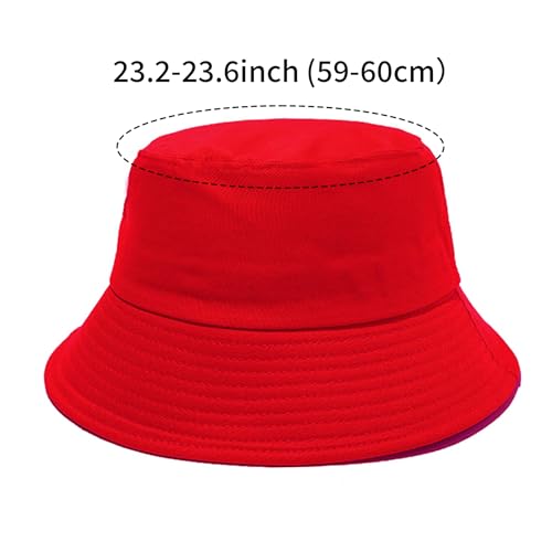 NPJY Bucket Hat for Women Men Cotton Summer Packable Sun Beach Fishing Hats Travel Cap - color: Plain Red