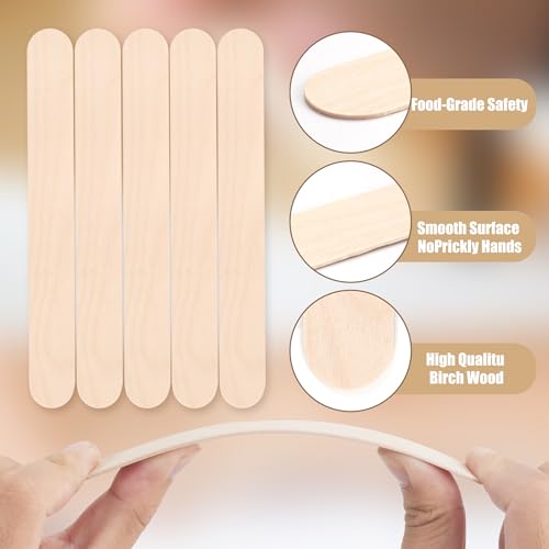 60 PCS Jumbo Popsicle Sticks,8 Inch Natural Wooden Craft Sticks | Large wooden sticks for craft models,plant labels,waxing use,mixing tasks and art supply organization - color: undyed