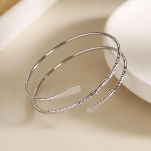 Long tiantian 2PCS Arm Cuff for Women Gold Upper Arm Bangles Bracelet Silver Arm Cuff Jewelry Summer Beach Essentials 2026 - color: 15335-Arm-Silver