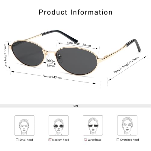 Appassal Retro Oval Sunglasses for Women Mens with Spring Hinge Sunnies AP3696 - color: C1 Gold / Grey