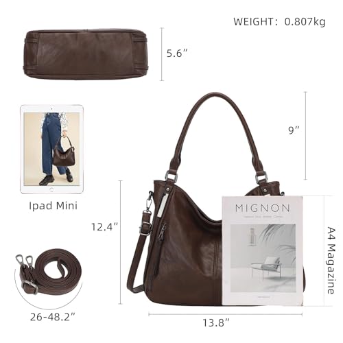 Shoulder Handbags for Women Large Soft Casual PU Leather Hobo Tote Purses - color: B-coffee