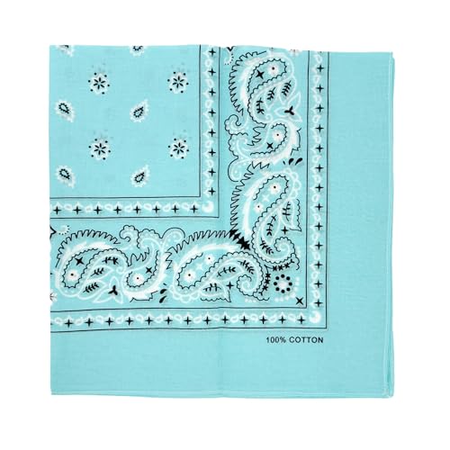 Vamqor 100% Cotton 10 Pack Fine Bandanas - color: Light Blue