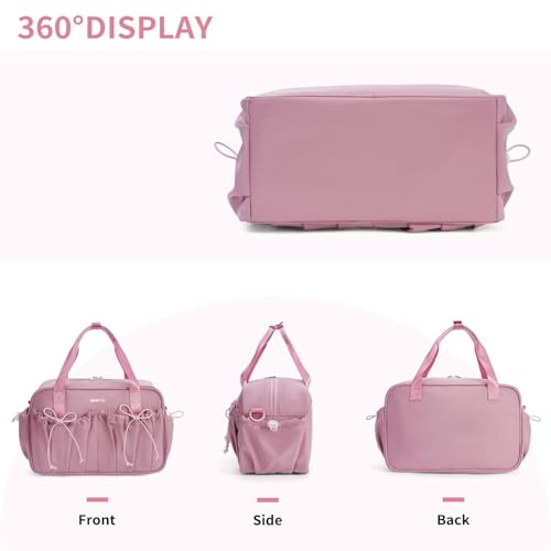 ECOHUB Small Gym Bag for Women, Mini Gym Duffle Bag with Wet Compartment, Bowknot Sports Bag, Cute Gym Tote Bag Dance Yoga Workout Travel Bags Pink - color: Pink