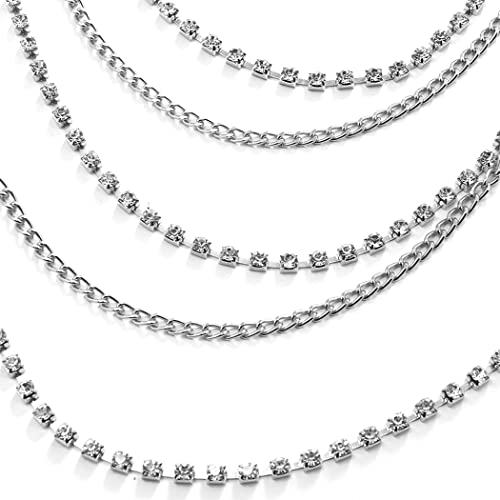 Rhinestone Body Chains Layered Crystal Waist Chain Beach Bikini Jewelry for Women