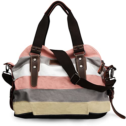 Canvas Handbag Multi-Color Striped Lattice Cross Body Shoulder Purse Bag Tote-Handbag for Women | Striped - style: Multi Color C