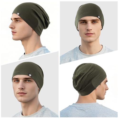 WTACTFUL 3 Pieces Cooling Skull Caps for Men & Women - Soft & Breathable Cycling Cap for Summer - color: Black+green+brown