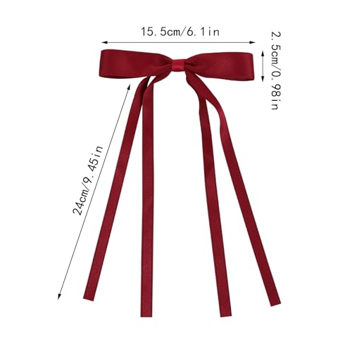 WORTL Hair Bows Clips Coquette Ribbon Bowknot with Long Tail Princess Hair Bows French Barrettes Hair Accessories for Women Girls 16PCS (Wine Red, White, Aquamarine, Brown) - color: Wine Red, White, Aquamarine, Brown