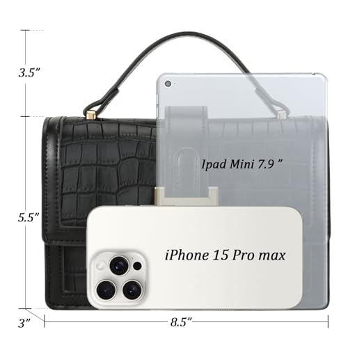 KKXIU Crossbody Bags for Women - Top Handle Purses for Lady, Leather Handbags Shoulder Clutch with Adjustable Shoulder Strap - color: C-black