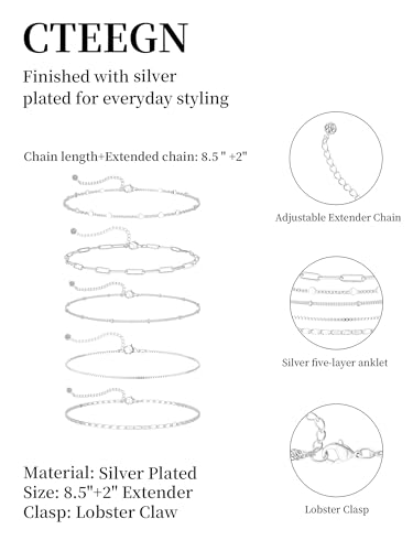 14K Gold/Silver Plated Ankle Bracelets for Women Anklet Set Waterproof Tarnish Resistant Adjustable Dainty Layered Lightweight Hypoallergenic Vacation Beach Pool Party Summer Jewelry Gift - style: Style3