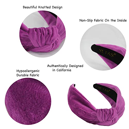 Orchid Purple Velvet Headbands for Women, Trendy Womens Headbands are Knotted Headband for Women's Hair, Cute Top Knot Fashion Designer Girls Head band - color: Orchid Purple