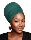 HOMELEX Head Wraps Turbans Stretch Jersey Knit Headwraps Wrap Turban Scarf Tie for Women - color: Gn