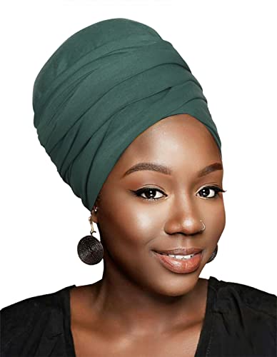 HOMELEX Head Wraps Turbans Stretch Jersey Knit Headwraps Wrap Turban Scarf Tie for Women - color: Gn