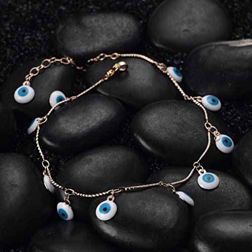 LOYATA Dainty Ankle Bracelet,14K Gold Plated Tiny Bead Anklet Dainty White Cubic Zirconia Cross Tassel Foot Chain Cute Lucky Moon Evil Eye Foot Jewelry Boho Anklets for Women - color: Tassel