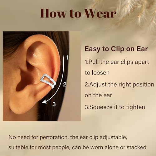 LOYALLOOK Ear Cuff Earrings for Women 14K Gold Plated Ear Cuffs Non Piercing Clip on Cartilage Earring Trendy Fake Earrings Hypoallergenic Huggie Hoop Clip Cuff Earring Lightweight - color: silver-fashion
