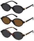 WOWSUN Retro Oval Sunglasses Womens Trendy Sun Glasses Sunnies UV400 Protection - color: 3 Pack: Black+tortoise Frame Grey Lens+black Frame Brown Lens