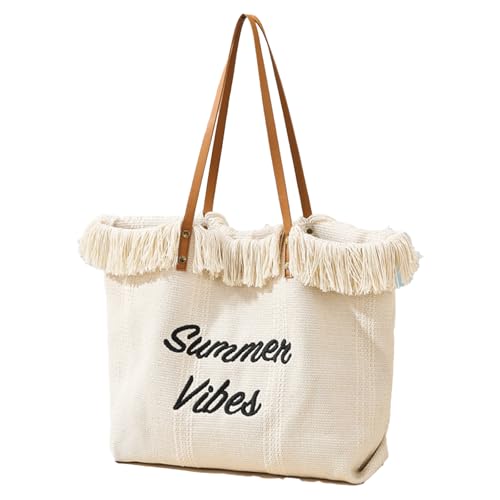 Personalized Embroidered Bridesmaid Tote Bag, Custom Large Women Vaction Travel - color: White