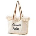 Personalized Embroidered Bridesmaid Tote Bag, Custom Large Women Vaction Travel - color: White