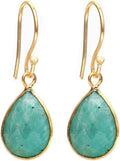 Gempires Teardrop Crystal Earring, Pear Shape Dangle Drop Earrings, Natural Gemstone Earring, Minimal, Everyday Wear, Hypoallergenic 14k Gold Plated, Gift for Mom Wife friend