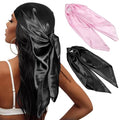 Head Scarf for Women Hair - 2 Pack 35" Square Satin Scarf, Silk Hair Scarf for Women Head Wrap for Sleeping - color: Black & Pink