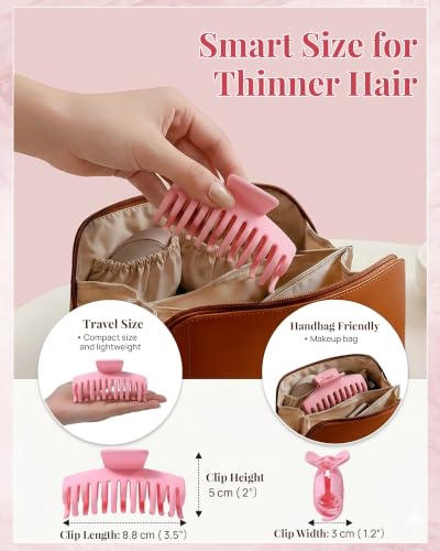 Mesovor 4 Pack Double Row Teeth Claw Clips for Thin Hair, 3.5" Medium Strong Hold Matte Hair Clips for Thin and Short Fine Hair Accessories (Colorful Matte) - color: Colorful Matte