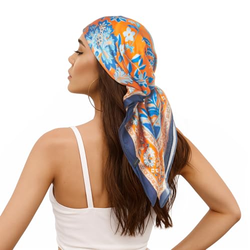 RIIQIICHY Women Head Hair Scarf Like Satin Silk Scarf Sleeping Hair Wrapping Night 27.5" - color: C010