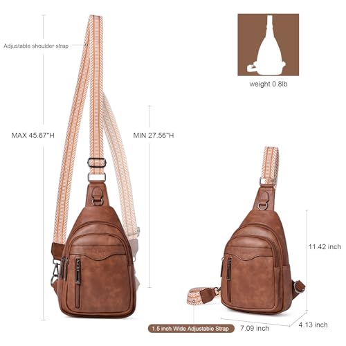 cakang Womens Sling Bag Crossbody Bags for Women Vegan Leather Sling Backpack Daypack Fanny Pack Crossbody Purse Travel - color: 3-brown