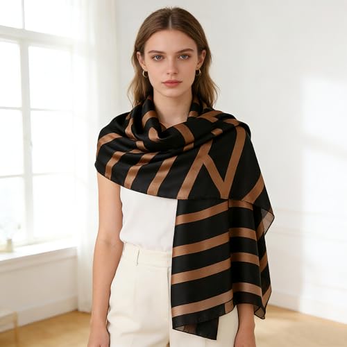 Silk Scarf Mulberry Silk Fashion Scarves Long Lightweight Shawl Wrap … - color: W41
