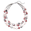 Noessla Layered Beaded Chunky Necklace for Women Boho Two-color Shell Statement Necklace Fashion Collar Costume Jewelry Gifts for Mum - color: Pink