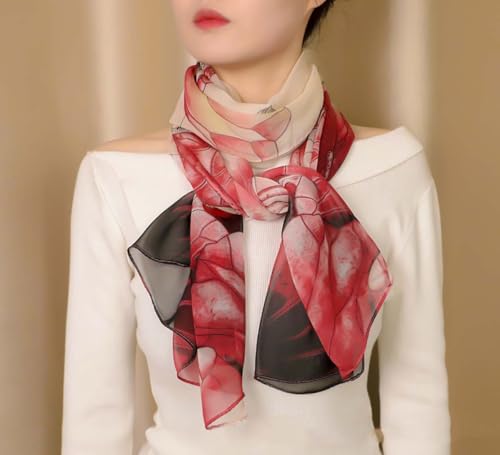 Xyueanlo Scarfs for Women Fashion Scarves Print Pattern Lightweight Sunscreen Scarf Wraps Shawls - color: Lotus Red