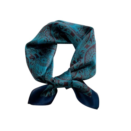 FEIBOON Mulberry Silk Scarfs Neck Scarf 21" Small Square Scarfs hair scarf bandana Neckerchief Headscarf for Women - color: Blue + Dark